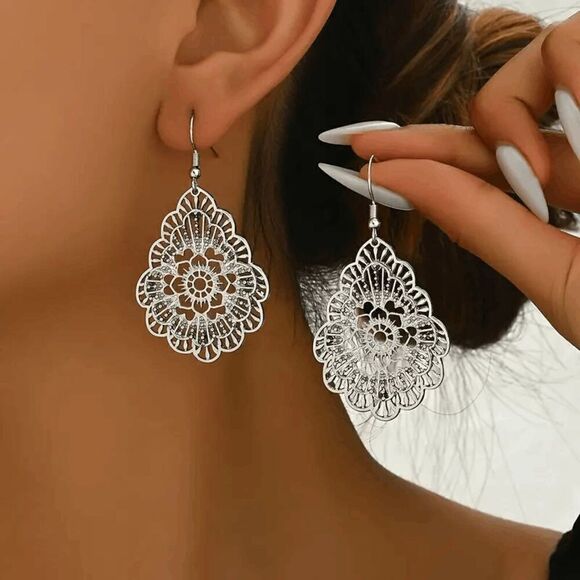 Boho Filigree Dangle Earrings - Picture 5 of 5